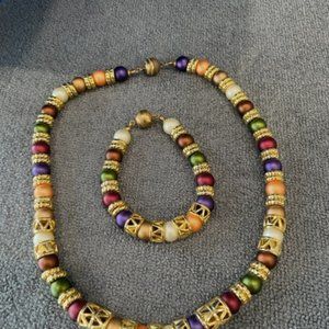One-Of-A-Kind, Vintage Necklace & Bracelet Glass Bead Set!